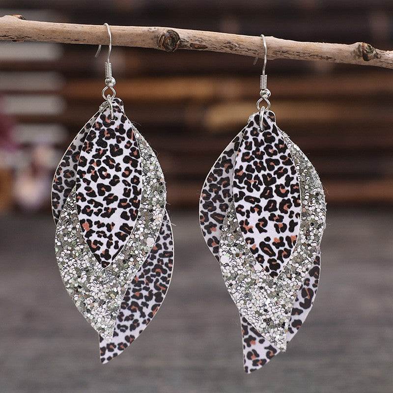 PU Leather Leopard Leaf Earrings - UnLaced Boutique