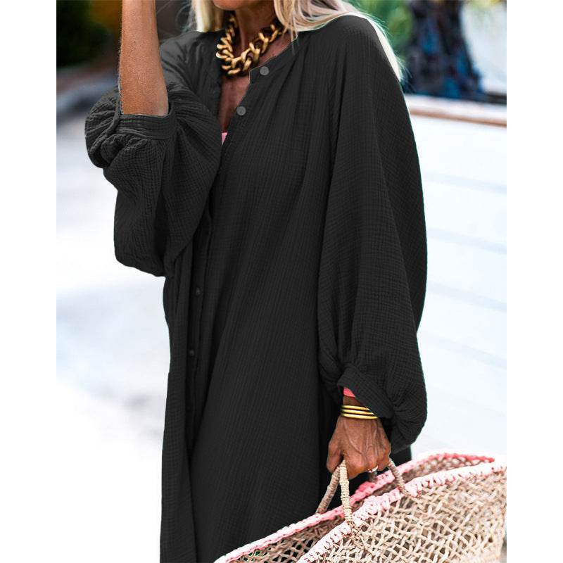 Button Down Long Sleeve Maxi Shirt Dress - UnLaced Boutique
