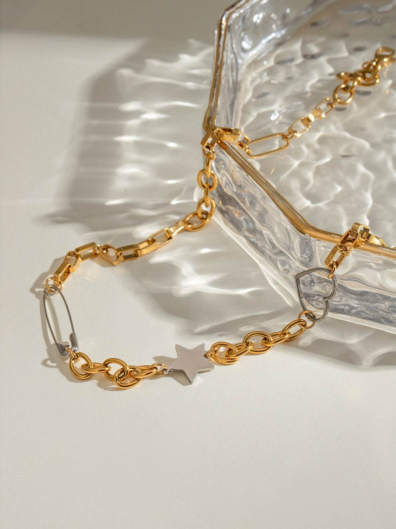 Stainless Steel Star Heart Necklace - UnLaced Boutique