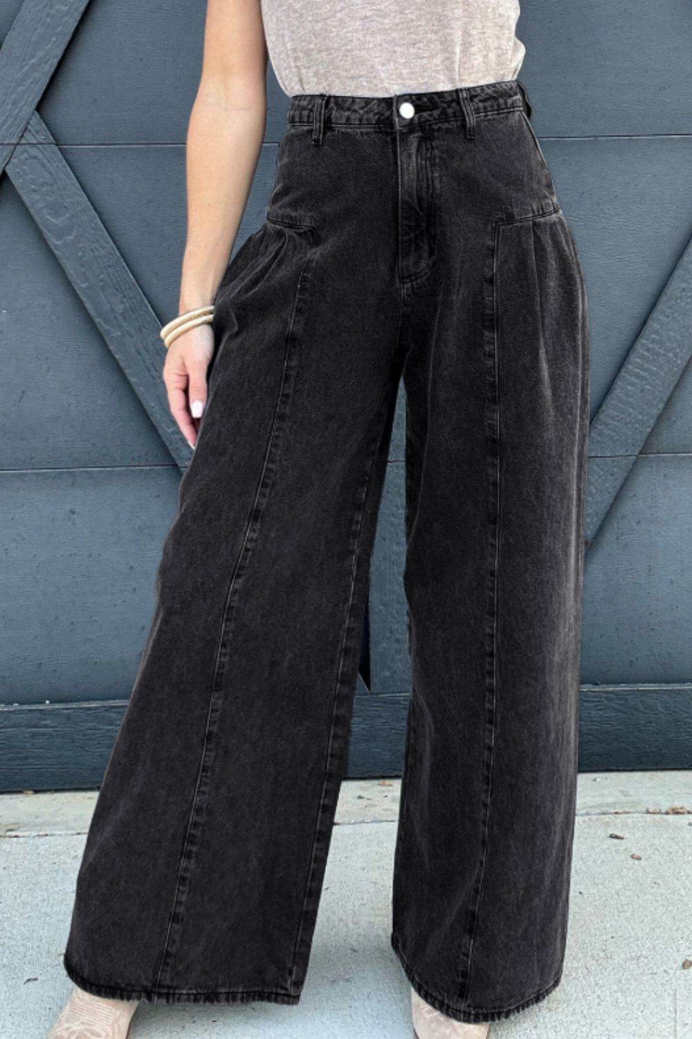 High Rise Wide Leg Jeans with Pockets - UnLaced Boutique