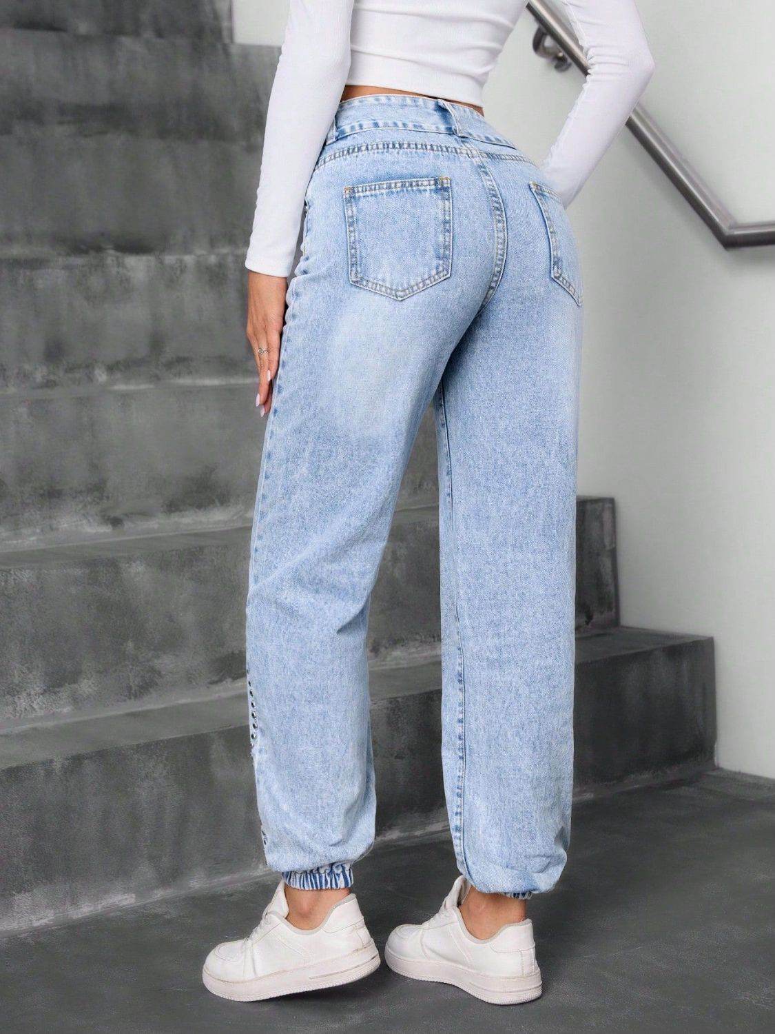 Studded High Waist Jeans - UnLaced Boutique