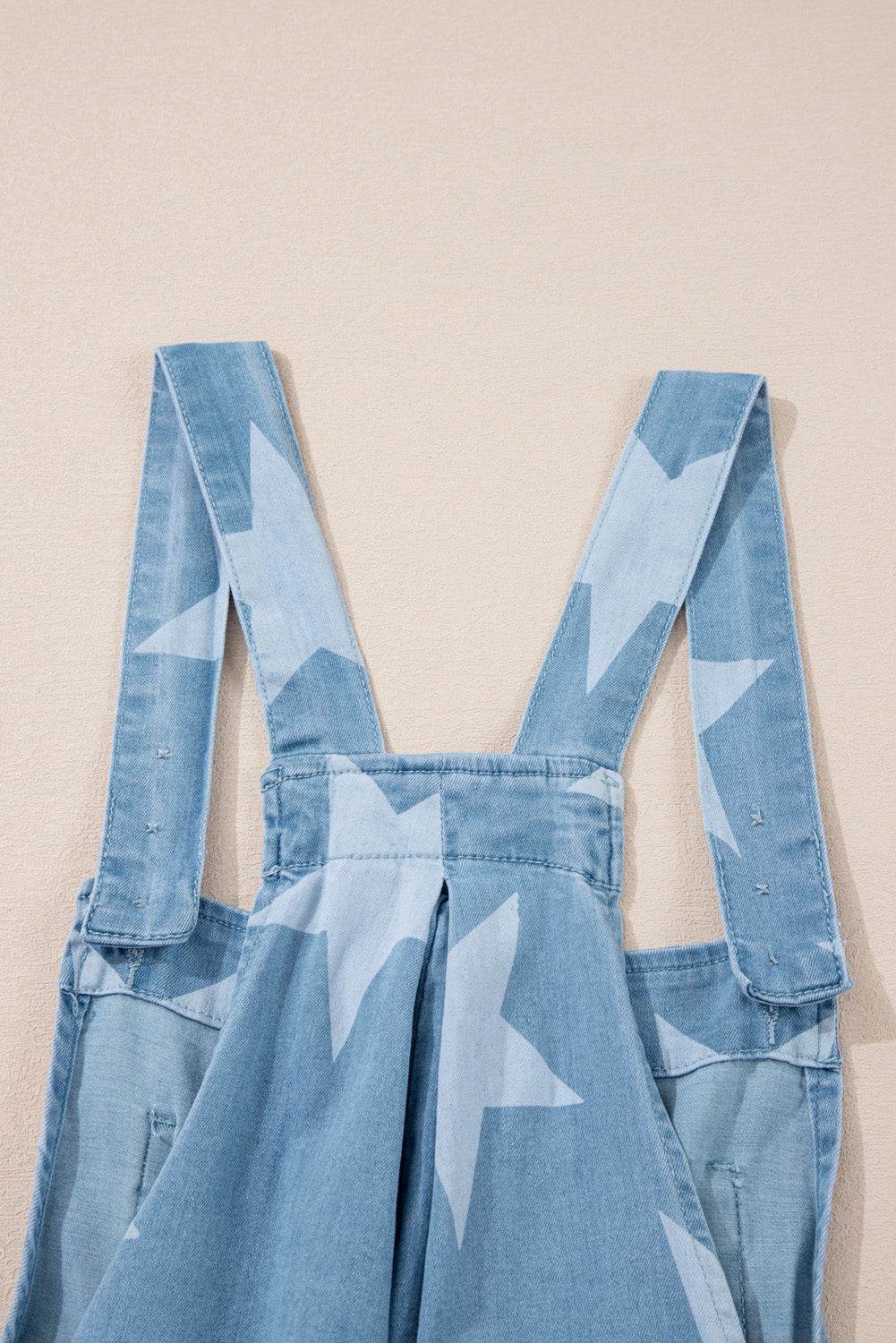Star Print Square Neck Denim Overalls - UnLaced Boutique