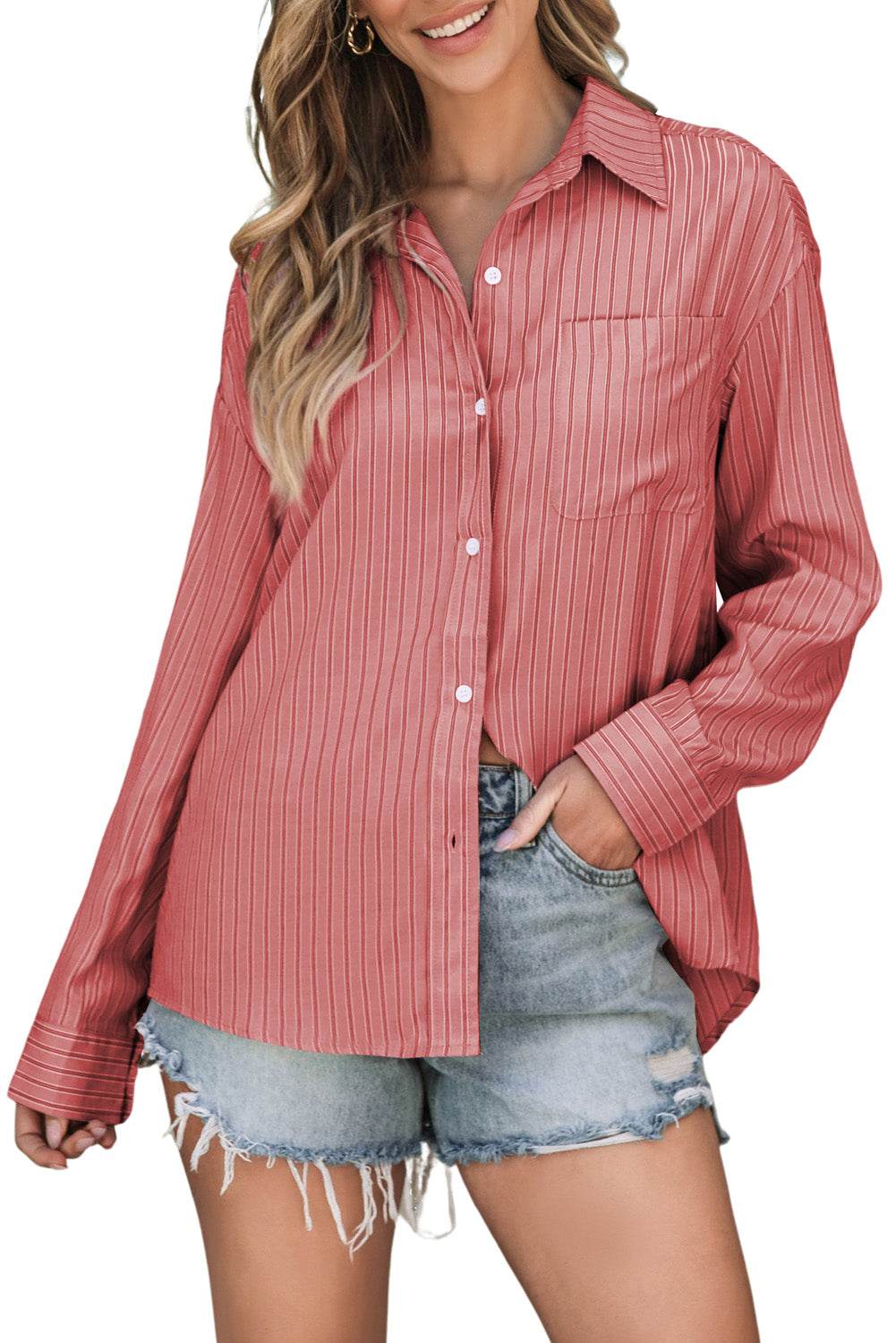 Striped Button Up Long Sleeve Shirt - UnLaced Boutique