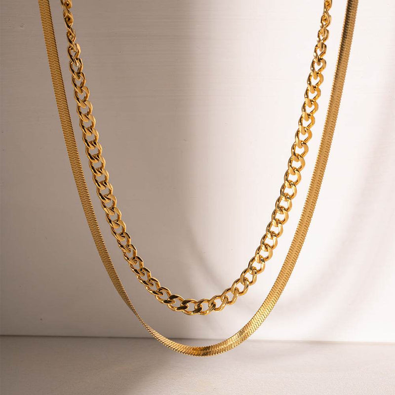18K Gold-Plated Double Layered Necklace - UnLaced Boutique