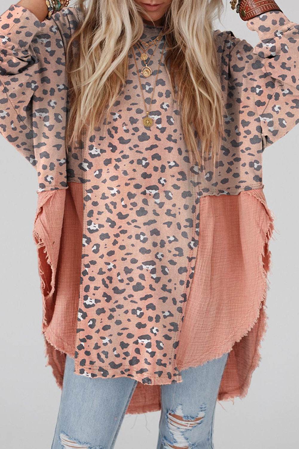 Textured Leopard Dropped Shoulder Blouse - UnLaced Boutique