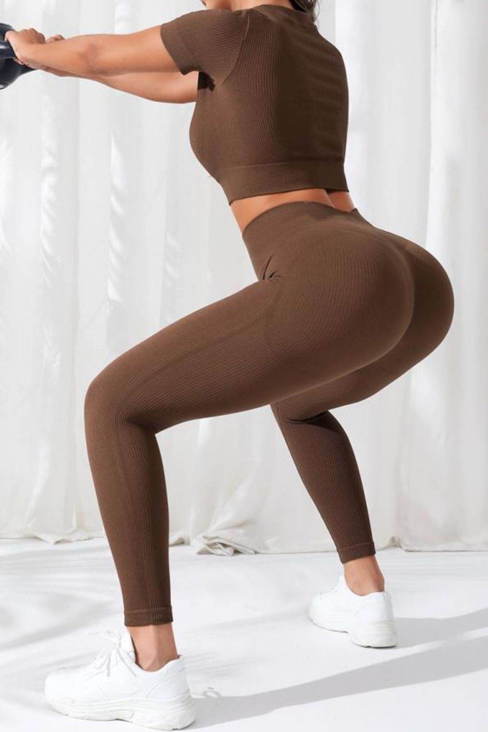 V-Neck Crop Top and High Waistband Long Active Pants - UnLaced Boutique