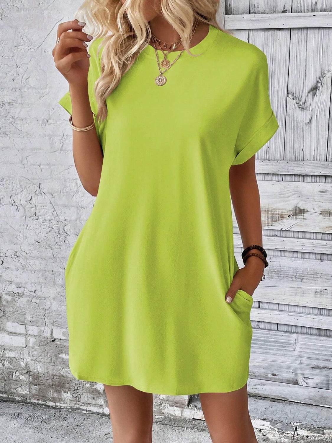 Round Neck Short Sleeve Mini Dress - UnLaced Boutique