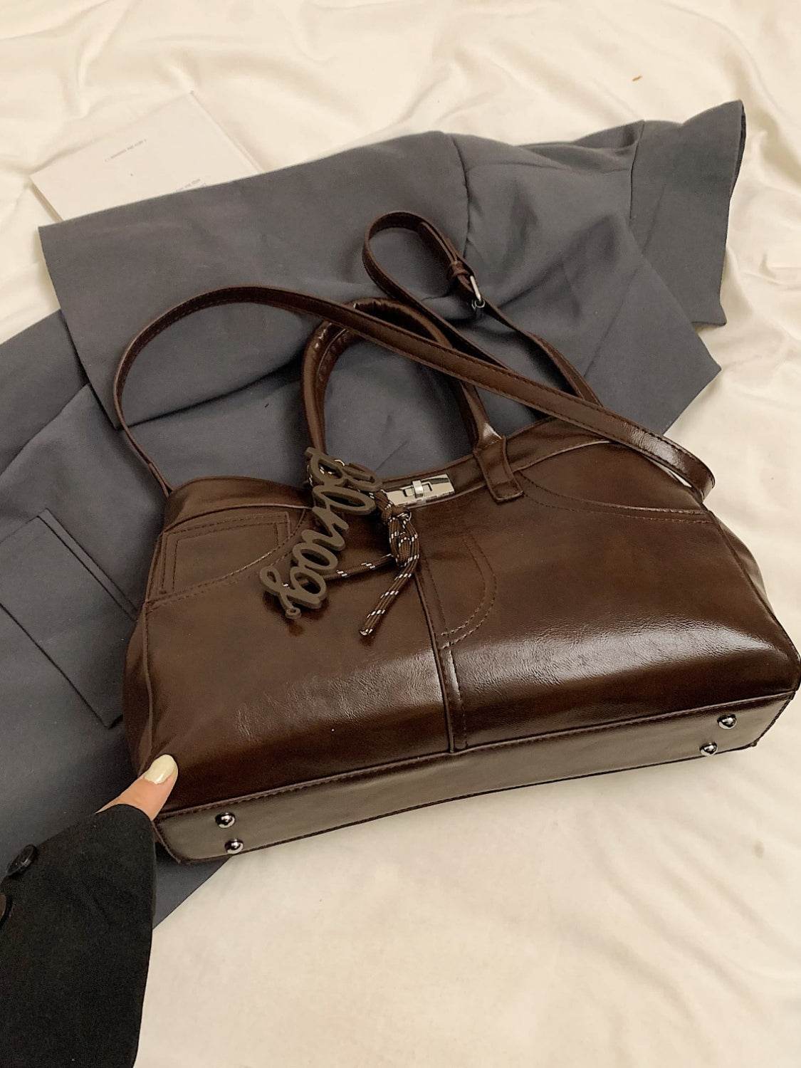 PU Leather Handbag with Pendant - UnLaced Boutique