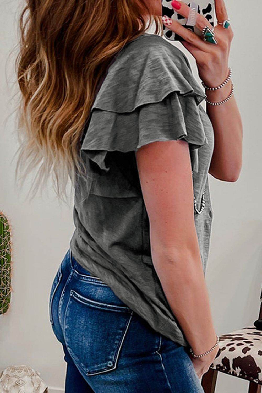 Round Neck Layered Short Sleeve Top - UnLaced Boutique