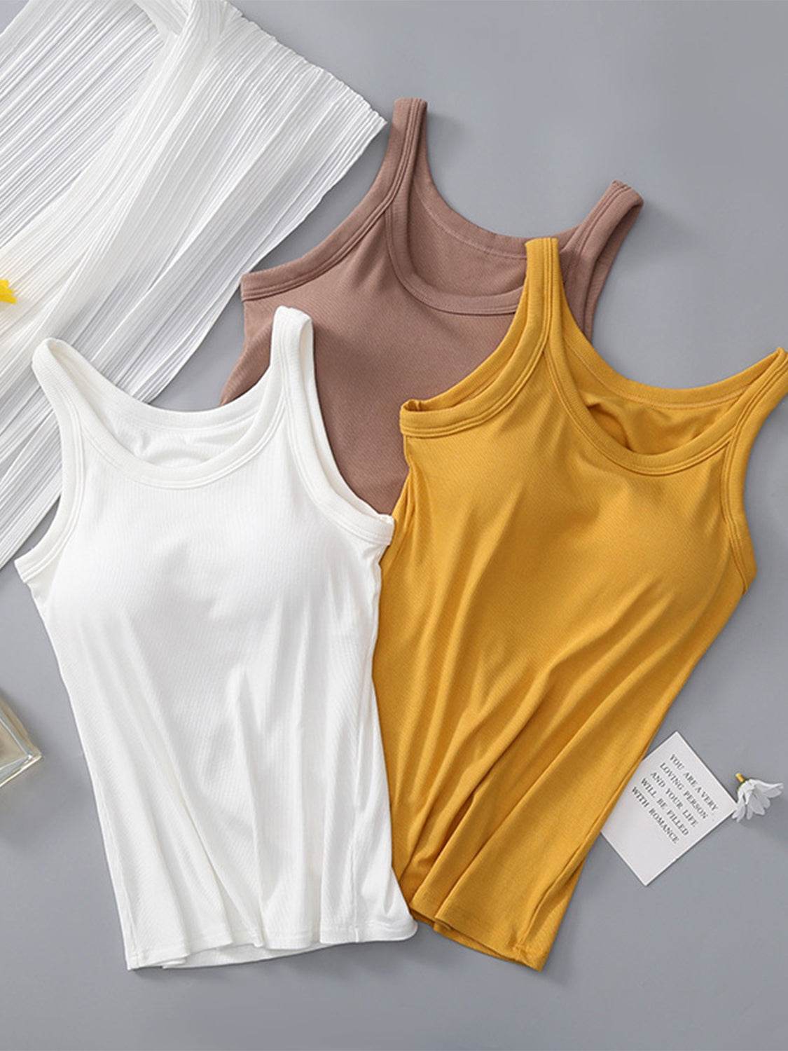 Round Neck Tank with Bra - UnLaced Boutique