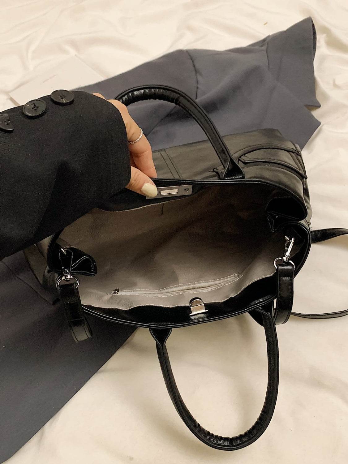 PU Leather Handbag with Pendant - UnLaced Boutique
