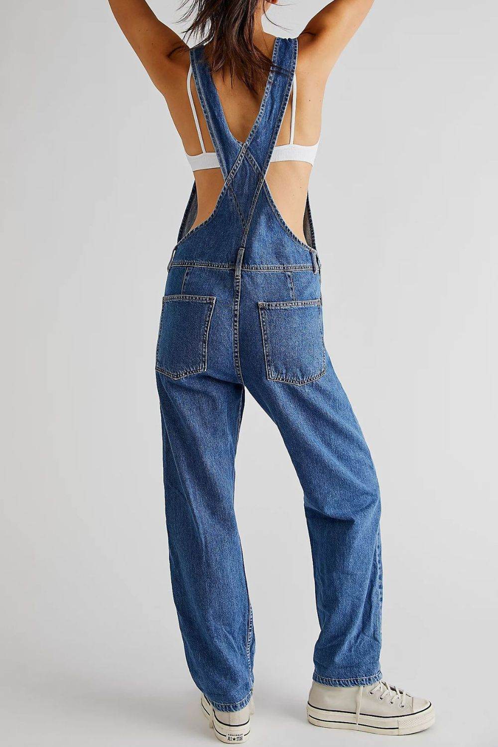 Wide Strap Square Neck Denim Overalls - UnLaced Boutique