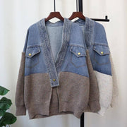 Chic Denim-Knit Women’s Cardigan - Fall/Winter