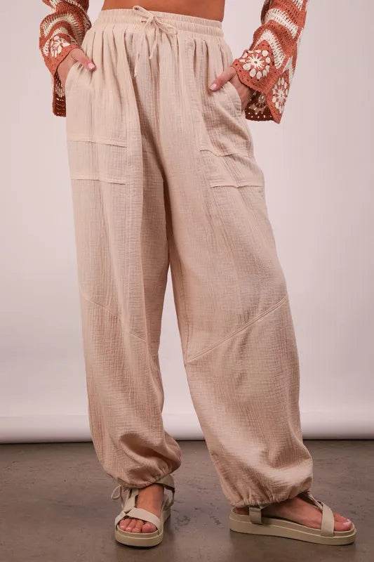VERY J Wide Leg Gauze Solid Pants - UnLaced Boutique