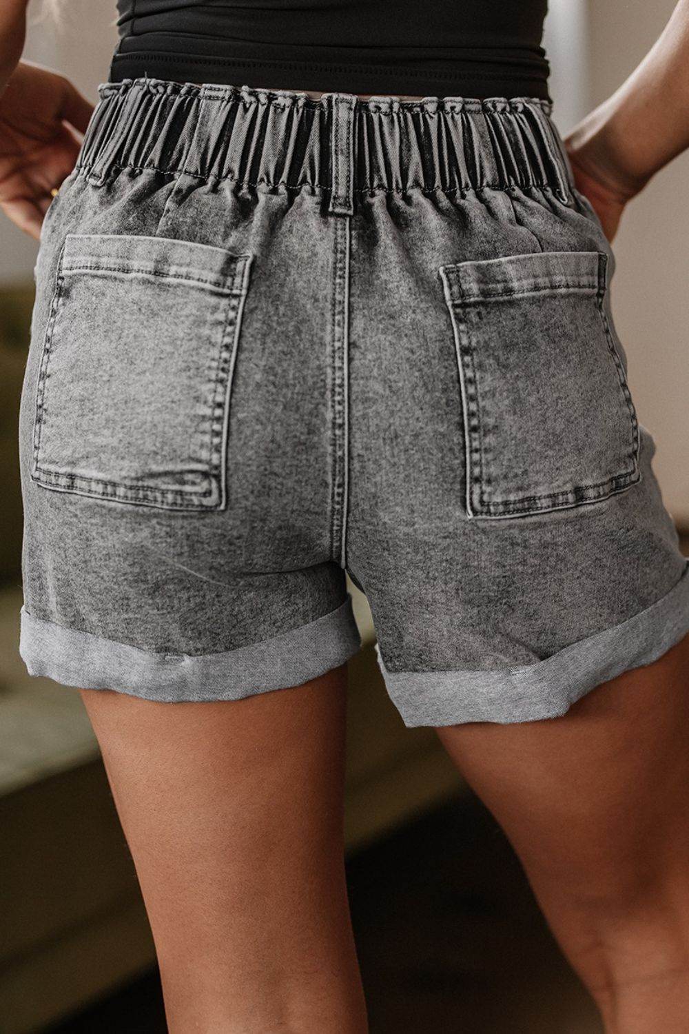 Zipped Cuffed Edge Denim Shorts - UnLaced Boutique