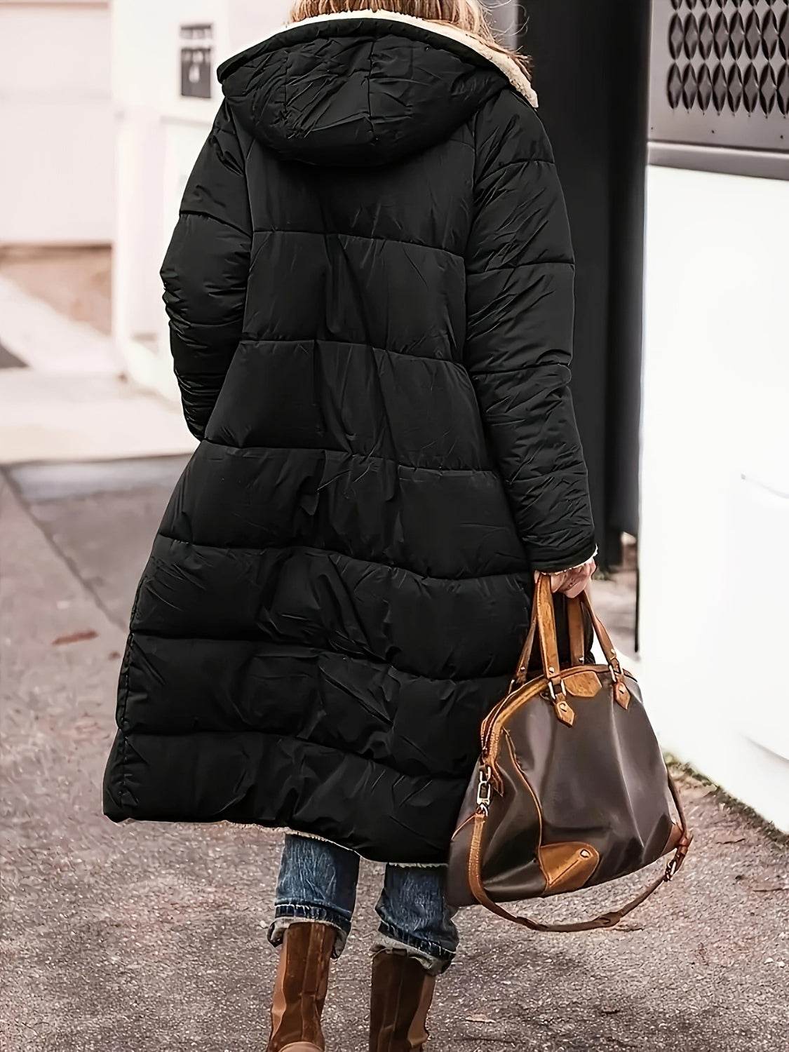 Full Size Zip Up Sherpa Hooded Coat - UnLaced Boutique