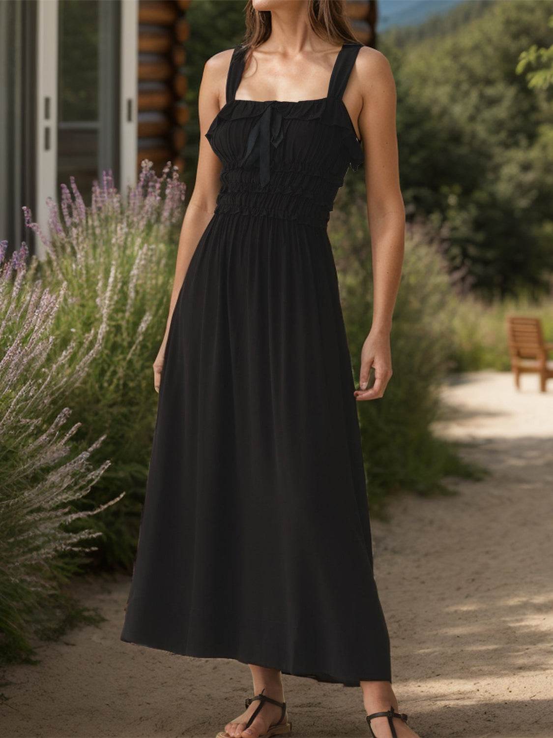 Frill Square Neck Wide Strap Dress - UnLaced Boutique