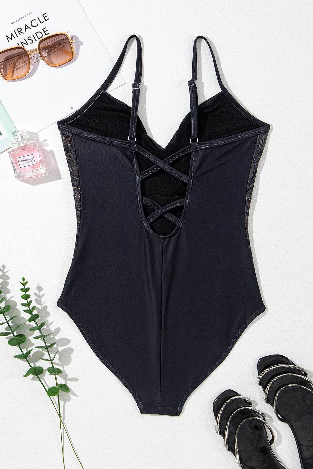Embroidered V-Neck One-Piece Swimwear - UnLaced Boutique