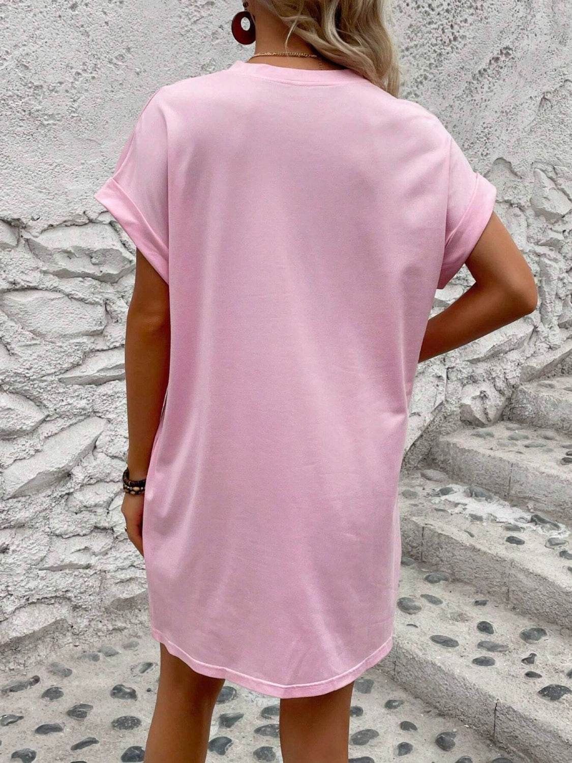 Round Neck Short Sleeve Mini Dress - UnLaced Boutique