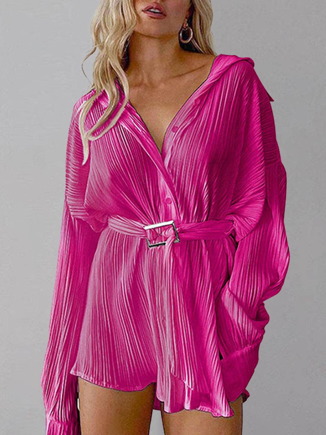 Button Up Dropped Shoulder Shirt Dress - UnLaced Boutique