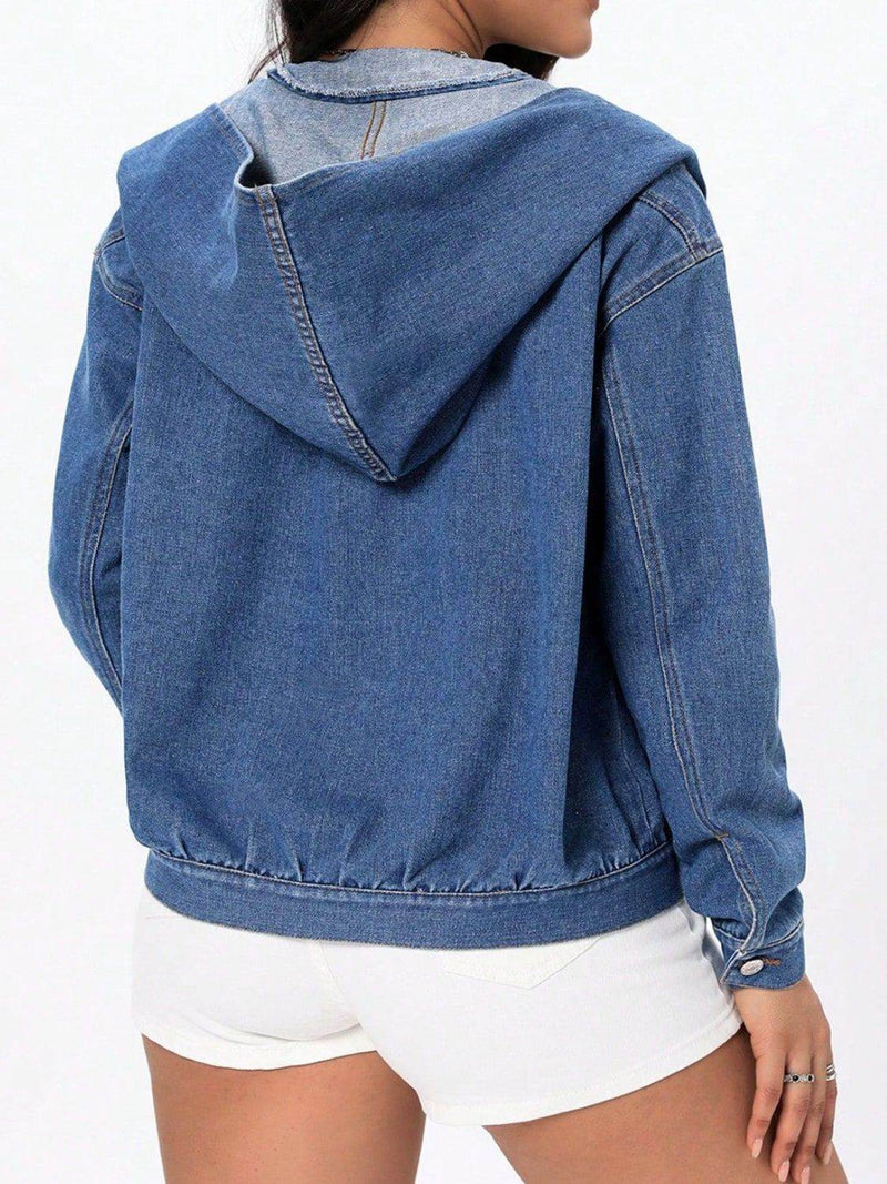 Button Up Hooded Denim Top - UnLaced Boutique