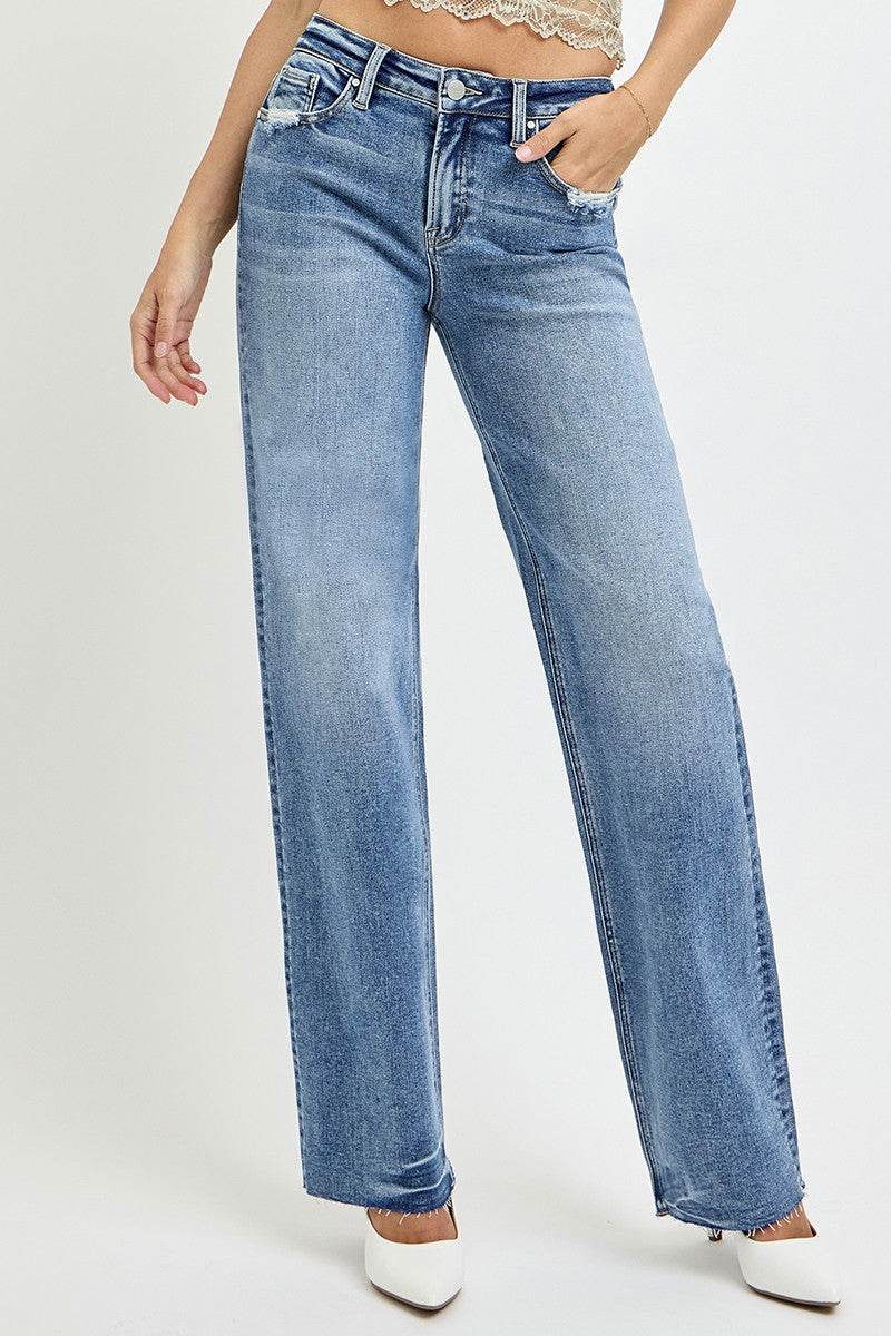 RISEN Full Size High Rise Straight Leg Jeans with Pockets - UnLaced Boutique