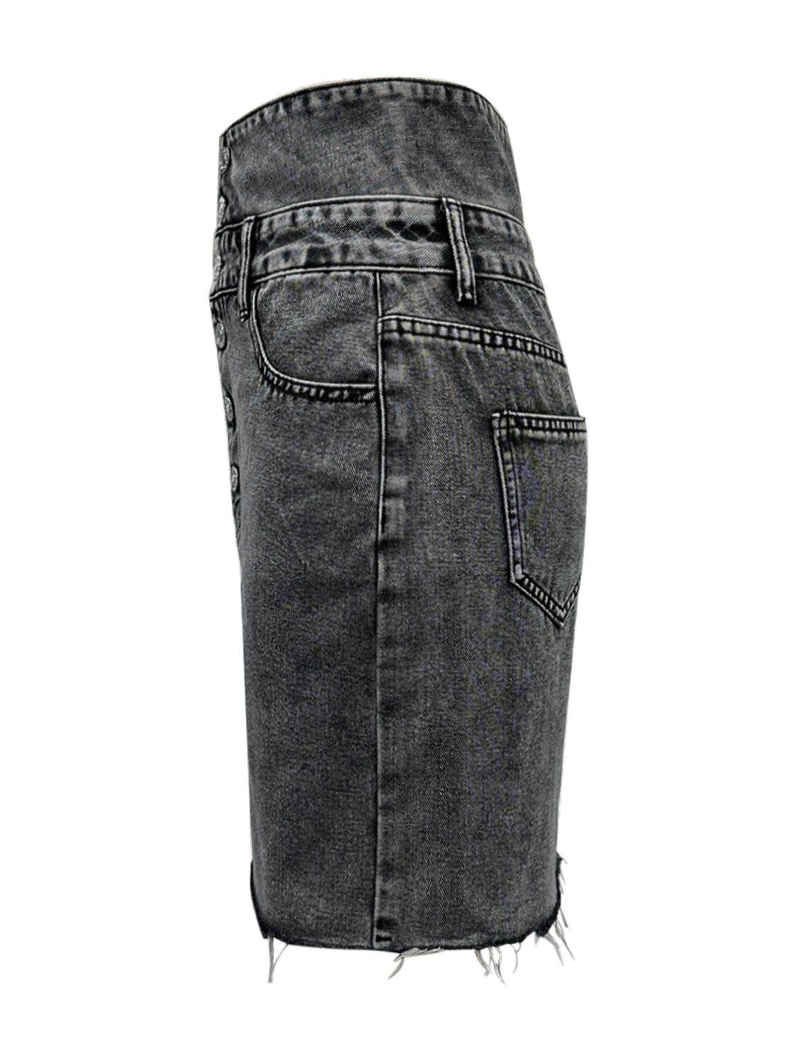 Raw Hem High Waist Denim Skirt - UnLaced Boutique