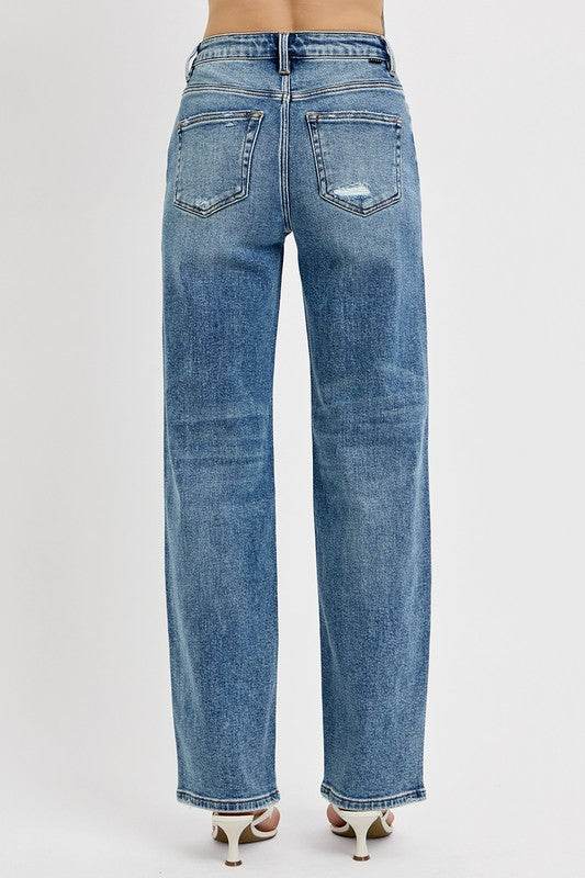RISEN Full Size Distressed Wide Leg Jeans Plus Size - UnLaced Boutique
