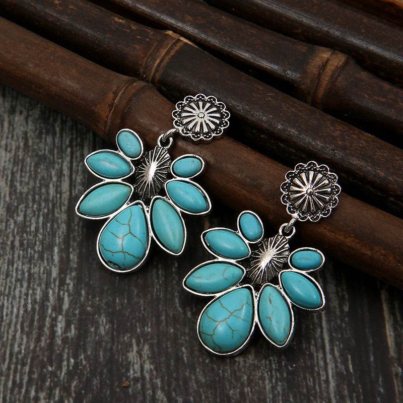 Artificial Turquoise Flower Earrings - UnLaced Boutique