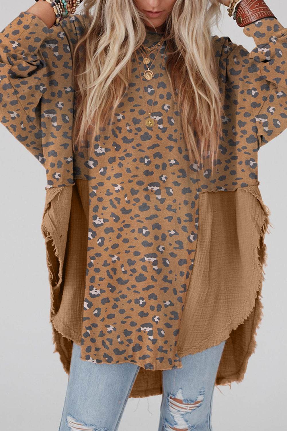 Textured Leopard Dropped Shoulder Blouse - UnLaced Boutique