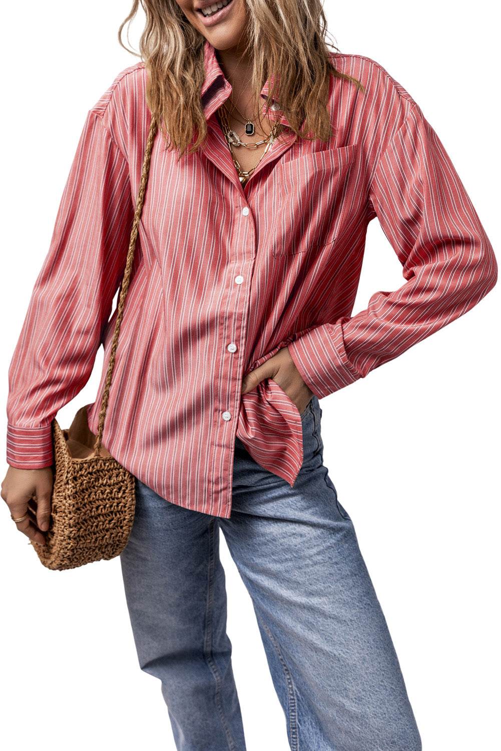 Striped Button Up Long Sleeve Shirt - UnLaced Boutique