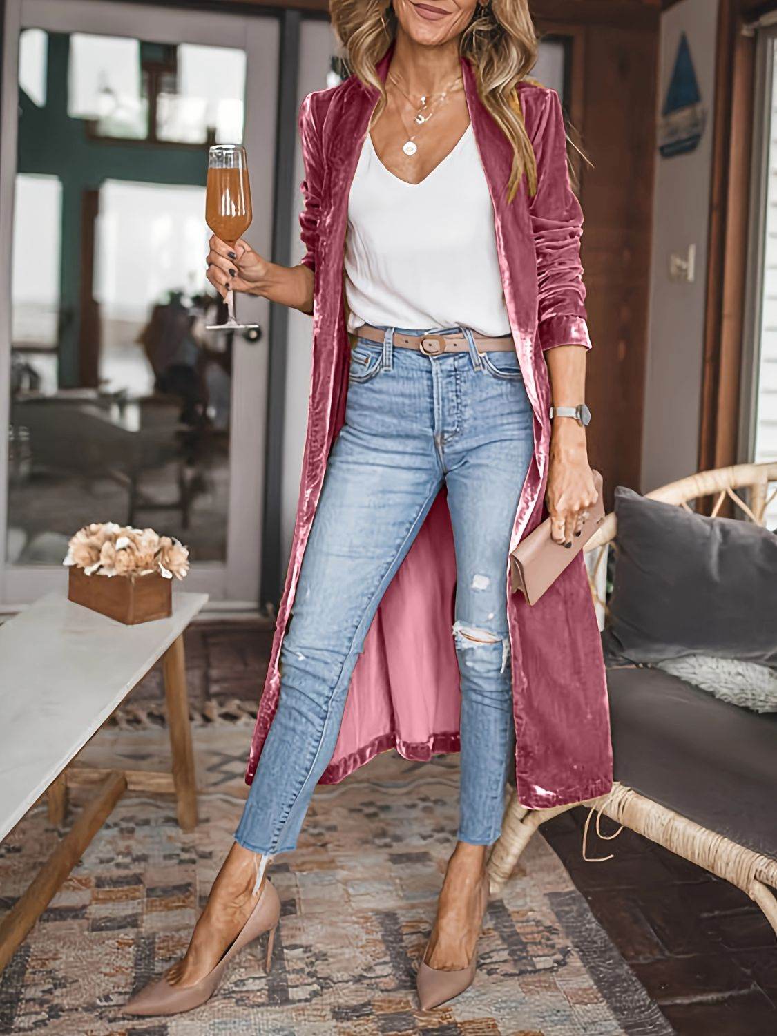 Open Front Long Sleeve Coat - UnLaced Boutique