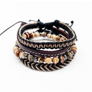 Aadi Mens Bracelet - Woven Leather with Beads - UnLaced Boutique
