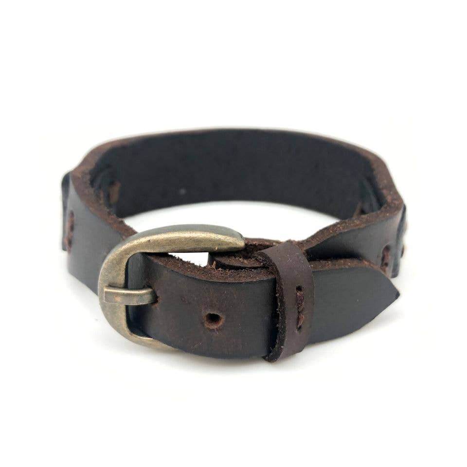 Aadi Wide Brown Leather with Buckle Bracelet - UnLaced Boutique