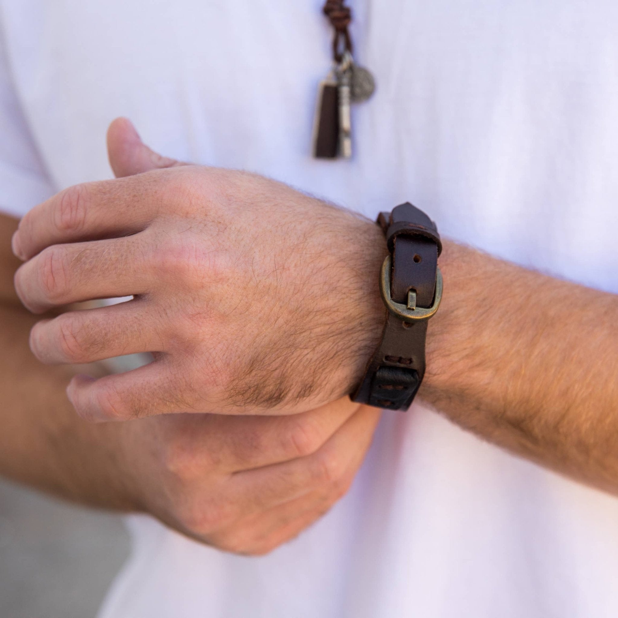 Aadi Wide Brown Leather with Buckle Bracelet - UnLaced Boutique