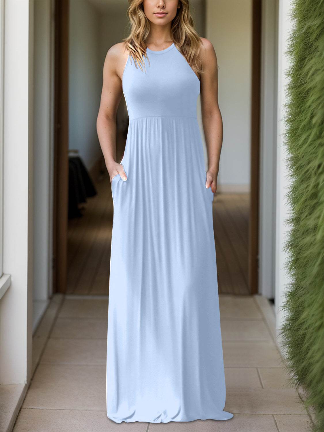 Full Size Grecian Neck Dress with Pockets - UnLaced Boutique