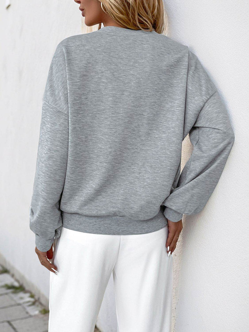 Perfee Cutout Pearl Round Neck Long Sleeve Sweatshirt - UnLaced Boutique