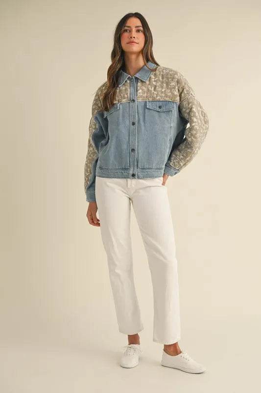 MABLE Quilted Paisley Print Contrast Denim Jacket - UnLaced Boutique