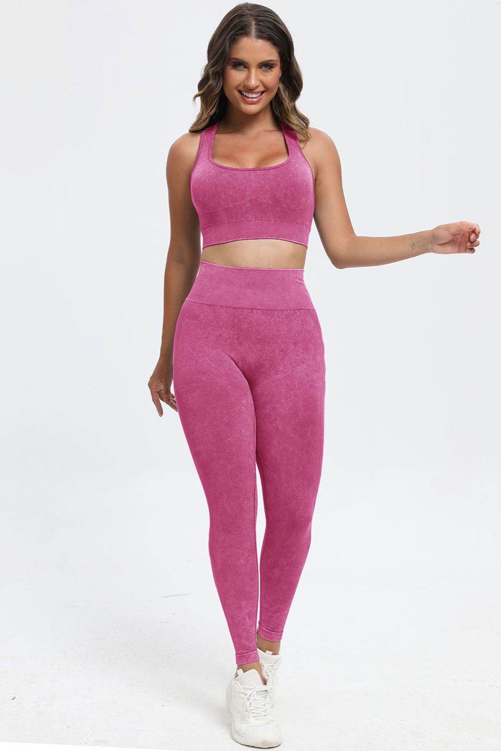 3 Piece Washed Square Neck Wide Strap Active Set - UnLaced Boutique