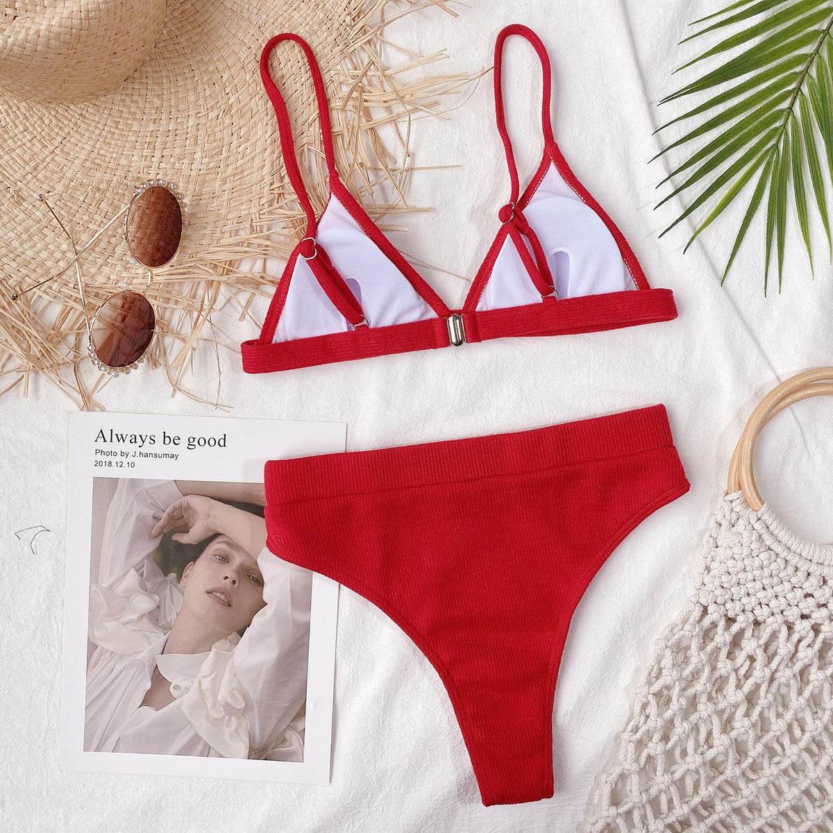 Spaghetti Strap Ribbed Bikini Set - UnLaced Boutique