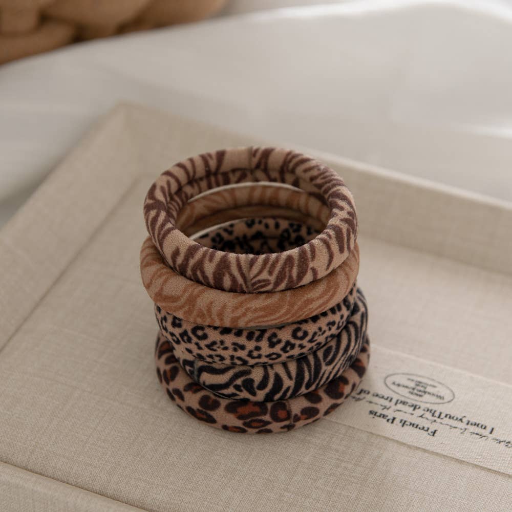 Animal Print Skinny Seamless Hair Ties (Set of 10) - UnLaced Boutique