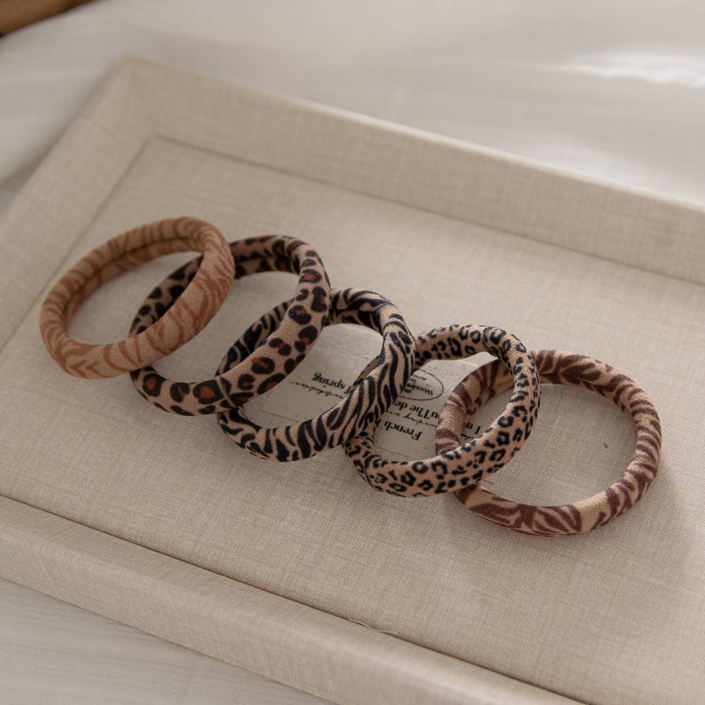 Animal Print Skinny Seamless Hair Ties (Set of 10) - UnLaced Boutique