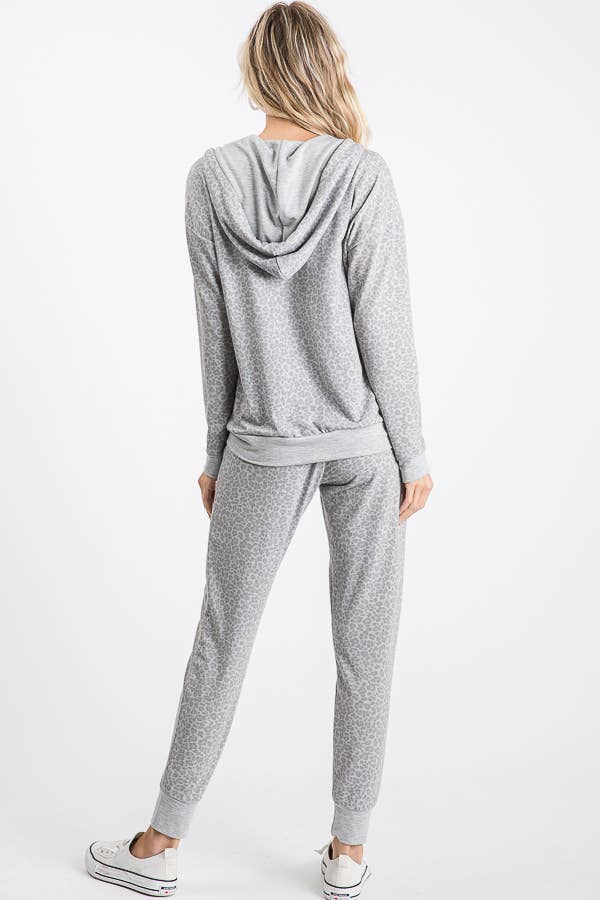 Animal Print Zip Up Front Pockets Drawstring Hoodie - UnLaced Boutique