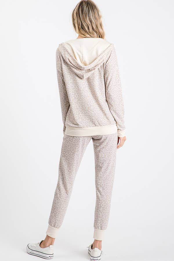 Animal Print Zip Up Front Pockets Drawstring Hoodie - UnLaced Boutique