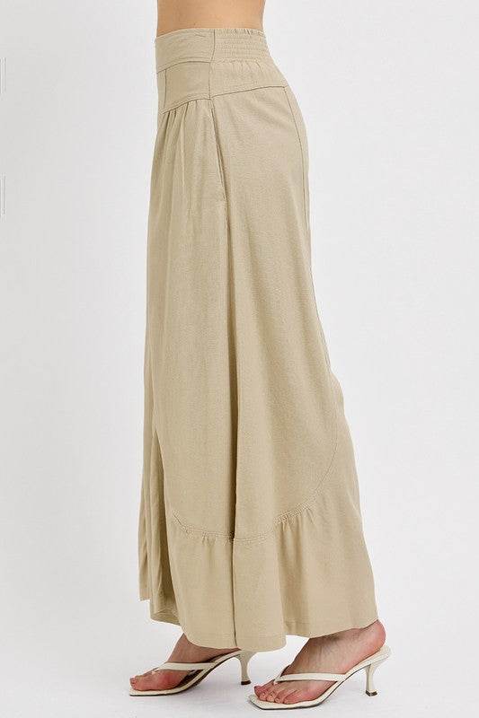 RISEN Shirring Detail Wide Leg Pants - UnLaced Boutique