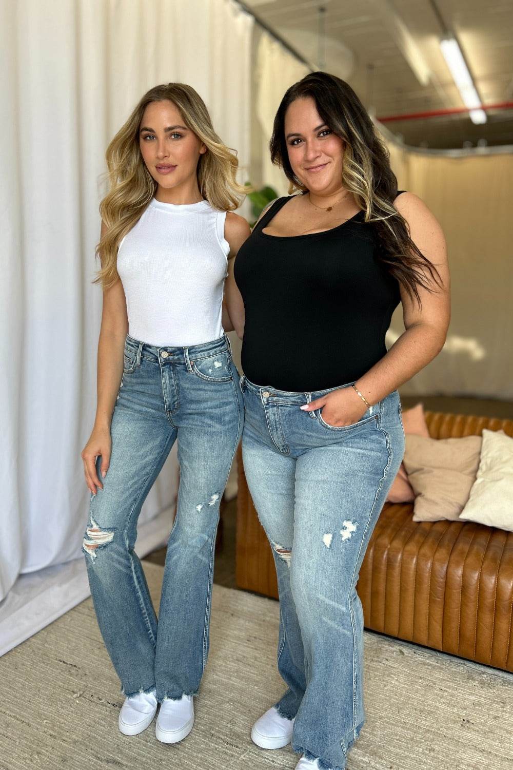 Judy Blue Full Size Medium Rise Tummy Control Destroy Flare - UnLaced Boutique