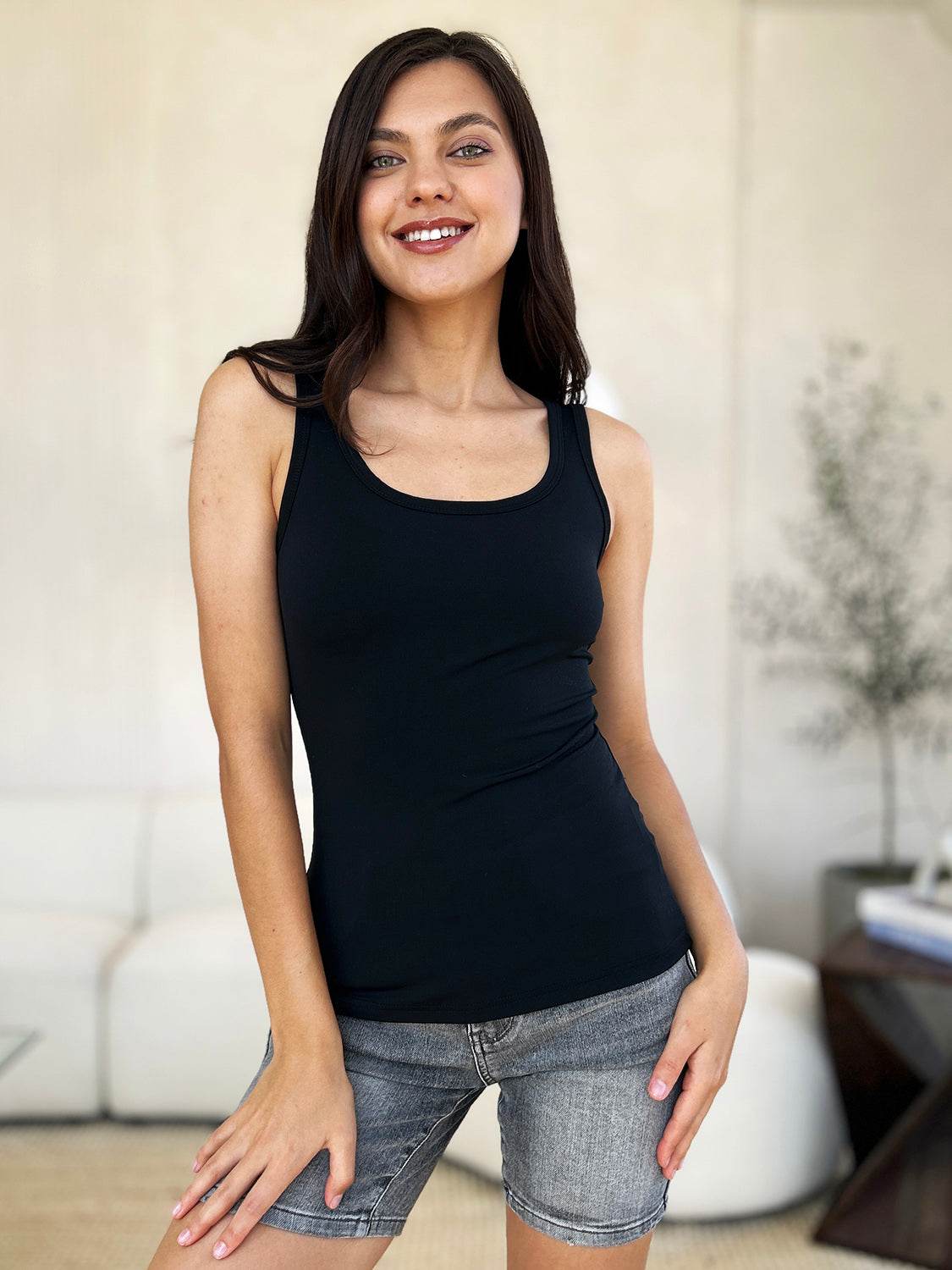 Basic Bae Full Size Square Neck Wide Strap Tank - UnLaced Boutique
