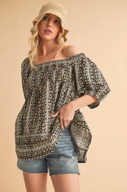 Aemi+Co Floral Short Sleeve Babydoll Top - UnLaced Boutique