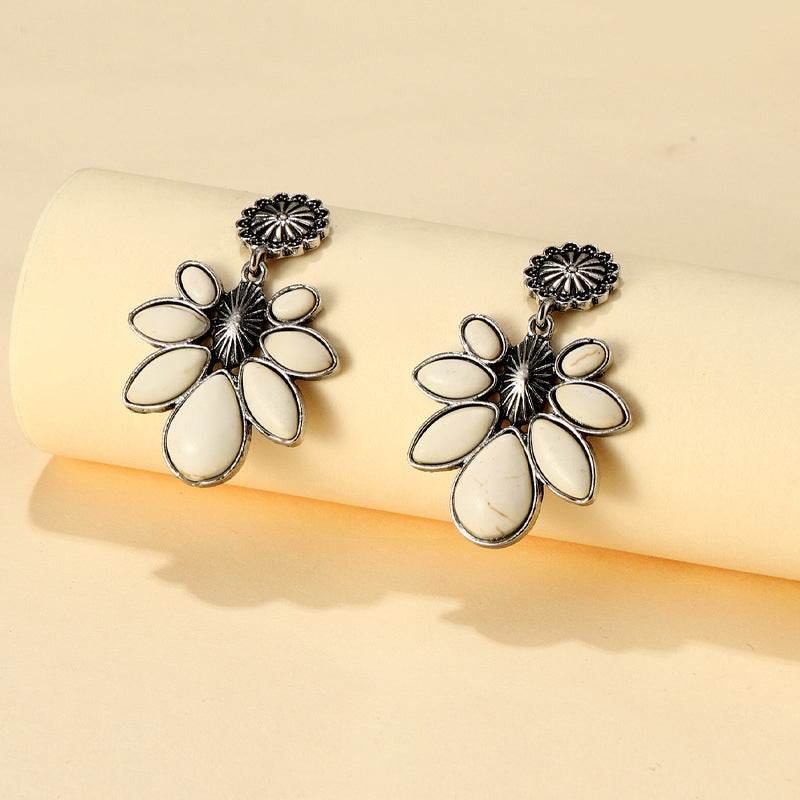 Artificial Turquoise Flower Earrings - UnLaced Boutique