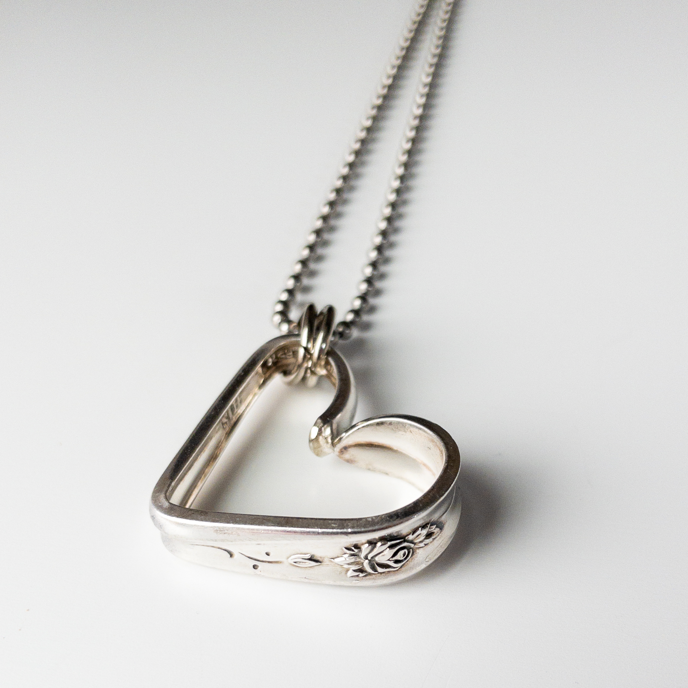 Bent Heart Silverware Necklace